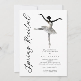 Invitation Glam Black Silver Ballet Recital with QR TMF26