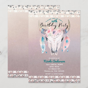 Invitation Glam Boho Russe Fête d'anniversaire de la vache fo