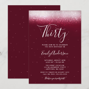 Invitation Glam Burgundy 30e anniversaire