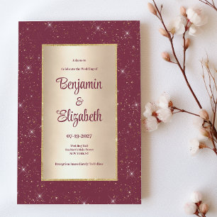 Invitation Glam burgundy or parties scintillant confetti Mari