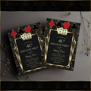 Invitation Glam Casino Great Gatsby 40th Poker Anniversaire