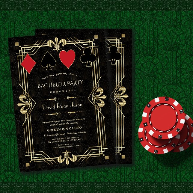Invitation Glam Casino Royale Great Gatsby Bachelor Party (Créateur téléchargé)