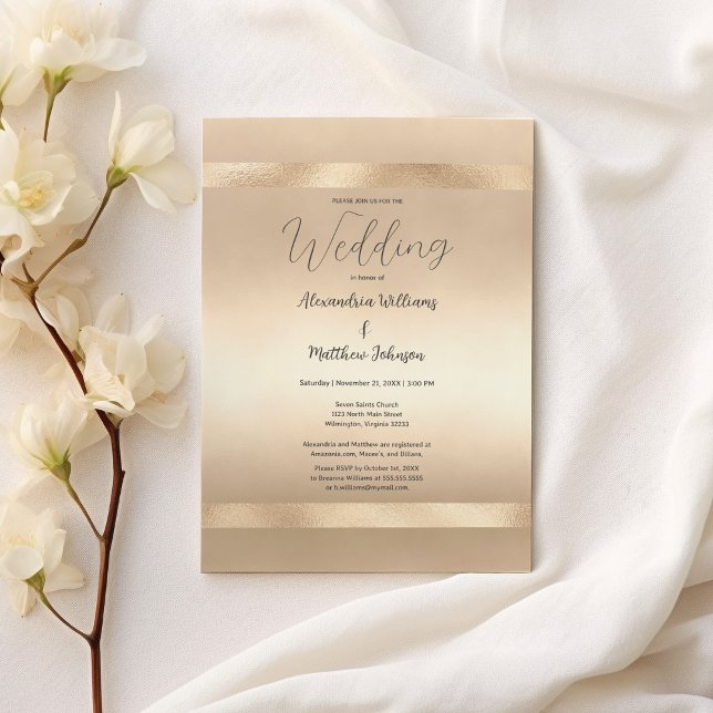 Invitation Glam Champagne Gold Glamor Mariage de luxe (Glam Champagne Gold Glamour Luxury Wedding )