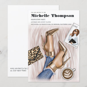 Invitation Glam Chic Gold Fashion Show Graduation