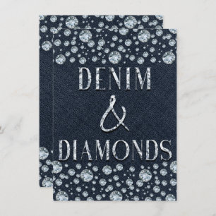 Invitation Glam de fête d'anniversaire Denim & Diamonds Bling