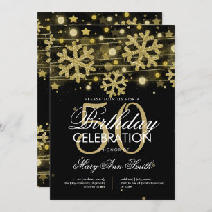 Invitation Glam de la Parties scintillant d'hiver Gold Black
