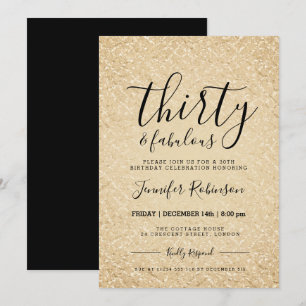 Invitation Glam de la Parties scintillant d'or du 30e anniver