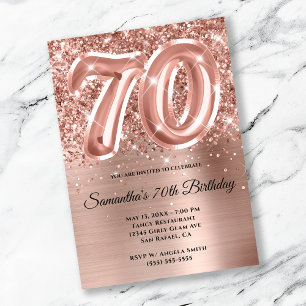 Invitation Glam doré Rose de la Glitterie Sparkly 70e anniver