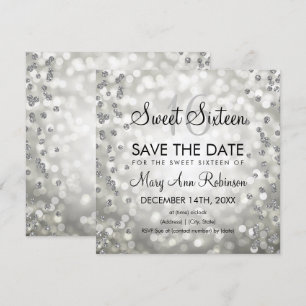 Invitation Glam doux en argent 16 Seize lumières de Parties s