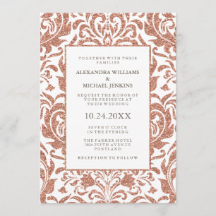 Invitation Glam Elegant Faux Rose Gold Parties scintillant Ma