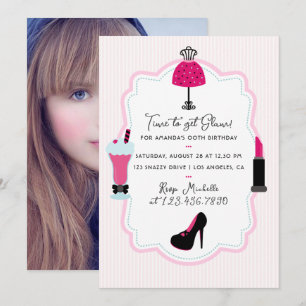 Invitation Glam Fashion Diva Anniversaire Fête Photo Invitati