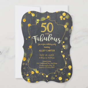 Invitation Glam Faux Gold Foil Confetti 50e fête d'anniversai