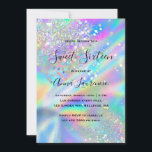 Invitation Glam Faux Parties scintillant holographique Sweet<br><div class="desc">Glam Faux Holographie Parties scintillant Sweet 16 Anniversaire Invitation</div>