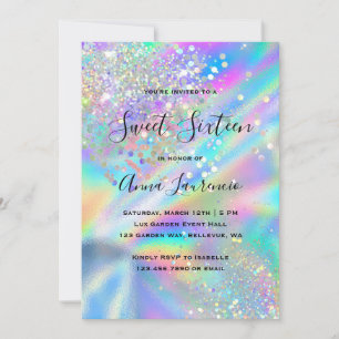 Invitation Glam Faux Parties scintillant holographique Sweet