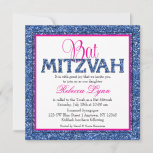 Invitation Glam Faux Parties scintillant Marine Bat mitzvah r