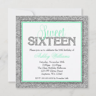 Invitation Glam Faux Parties scintillant Monnaie d'argent Suc