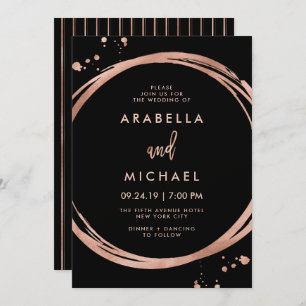 Invitation Glam Faux Rose Gold Look on Black  Mariage