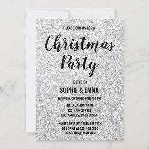 Invitation Glam Fête de Noël Parties scintillant d'argent Bli