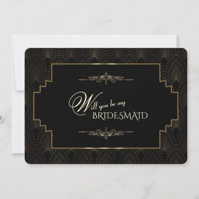 Invitation Glam Gold Art Déco années 1920 Be My Bridesmaid (Devant)