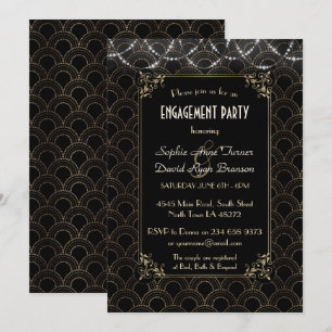 Invitation Glam Gold Art Déco Fleur de lis