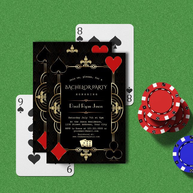 Invitation Glam Gold Black Great Gatsby 20s Bachelor Party (Créateur téléchargé)