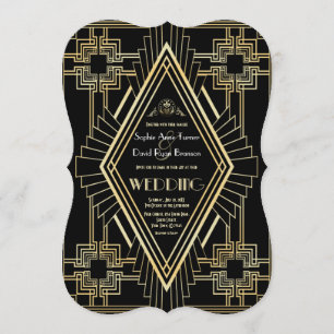 Invitation Glam Gold Black Great Gatsby Mariage