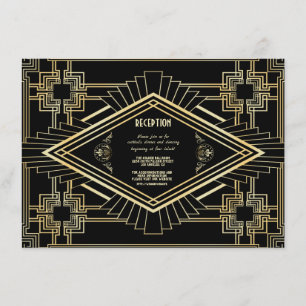 Invitation Glam Gold Black Great Gatsby Réception de mariage