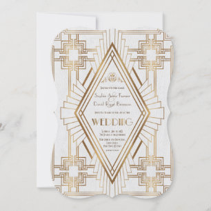 Invitation Glam Gold et White Great Gatsby Mariage
