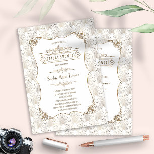 Invitation Glam Gold Fleur-de-lis Fête des mariées des années