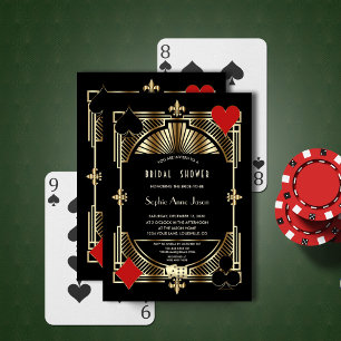 Invitation Glam Gold Fleur-de-lis Gatsby Style Fête des marié