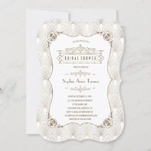 Invitation Glam Gold Fleur-de-lis Great Gatsby Fête des marié