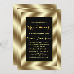 Invitation Glam Gold Foil et Black Fête des mariées Invitatio