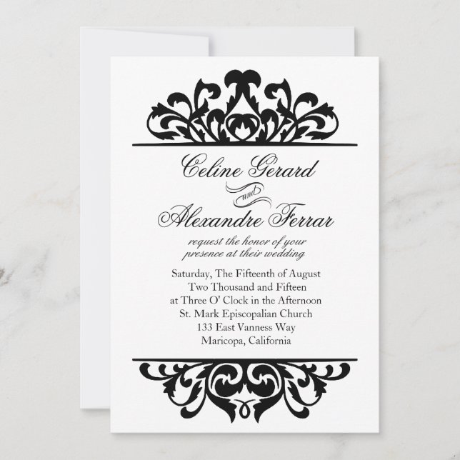 Invitation Glam Gold Foil Mariage | noir blanc (Devant)