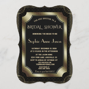 Invitation Glam Gold Great Gatsby Art Déco Fête des mariées d