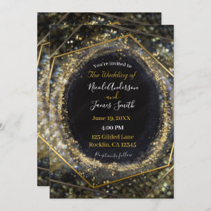 Invitation Glam Gold Iridescente moderne Abstrait Mariage Gla