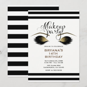 Invitation Glam Gold Maquillage Eyelashes Beauté Personnalisé