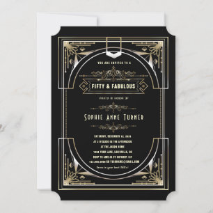 Invitation Glam Gold Noir Grand Gatsby Cinquante Et Fabuleux