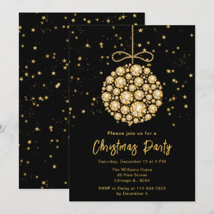 Invitation Glam Gold Orament Noël