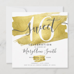 Invitation Glam Gold Paint Paint Sweet 16e anniversaire