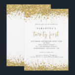 Invitation Glam Gold Parties scintillant 21e fête d'anniversa<br><div class="desc">Glam Gold Parties scintillant 21e fête d'anniversaire. Disponible numériquement et imprimé. D'élégantes bordures de confettis en faux parties scintillant doré sont en haut et en bas et aussi à l'arrière. Le Twenty First est aménagé dans un style d'écriture moderne. Personnalisez facilement le reste du texte à vous.</div>