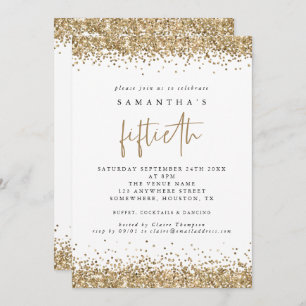 Invitation Glam Gold Parties scintillant Cinquantième Parti B
