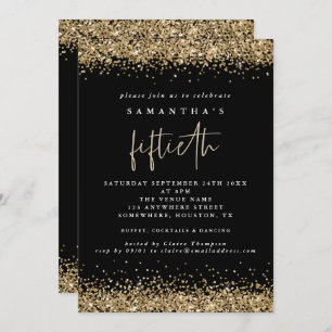 Invitation Glam Gold Parties scintillant Cinquantième partie