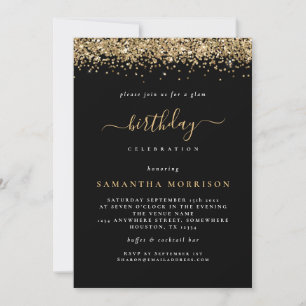 Invitation Glam Gold Parties scintillant Noir N'importe quel