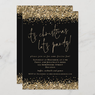 Invitation Glam Gold Parties scintillant Son Noël Lets Party