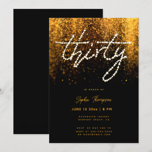 Invitation Glam Gold Rhinestones Calligraphie 30e anniversair