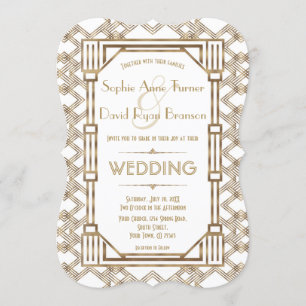 Invitation Glam Gold White Great Gatsby 1920 Mariage