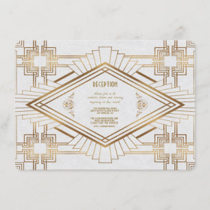 Invitation Glam Gold White Great Gatsby Réception de mariage