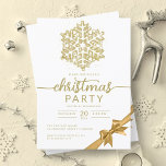 Invitation Glam Gold Winter Parties scintillant Snowflake Com<br><div class="desc">Elégant Formal Company et entreprise Fête de Noël / Cocktail / Dîner Invitation modèle avec une parties scintillant Flocon de neige et ruban de Noël. Impressionnez vos amis et collègues avec ce design sophistiqué et élégant d'invitation.</div>