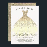 Invitation Glam Gold Yellow Sparkle robe sucré 16e anniversai<br><div class="desc">Classique moderne doré jaune étincelante robe douce 16e anniversaire Invitation</div>