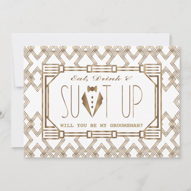 Invitation Glam Great Gatsby VOUDREZ-VOUS ÊTRE MON GROOMSMAN (Devant)